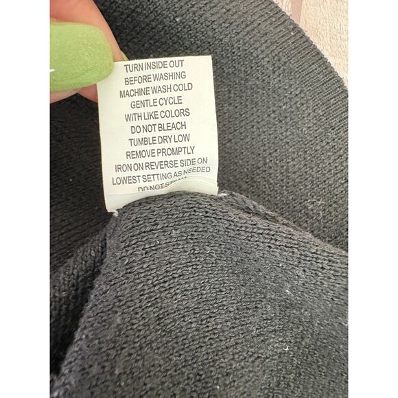 Sweater Dress Black Sz Small Knee Length Stretchy Gothic Bell Sleeve Minimalist - Picture 8 of 9